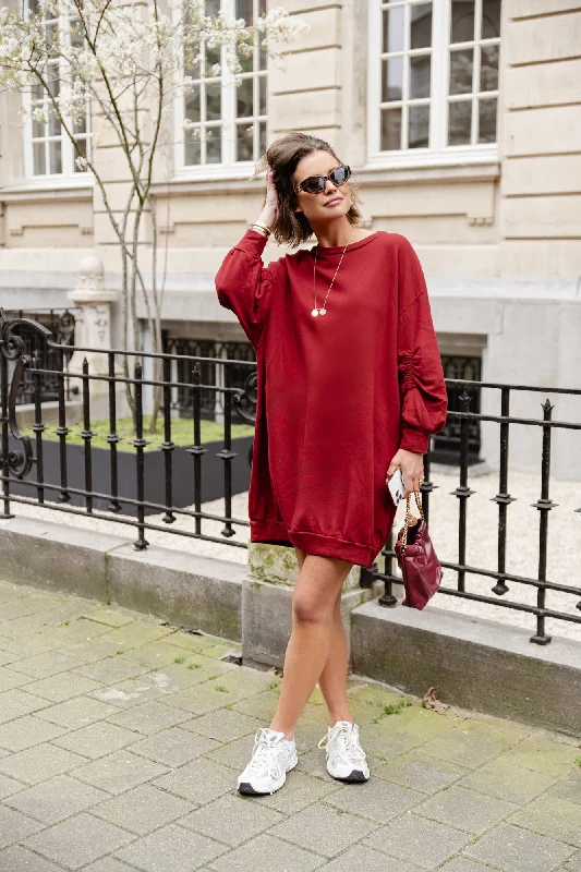 Kyra sweater dress burgundy Thin Thick Dense
