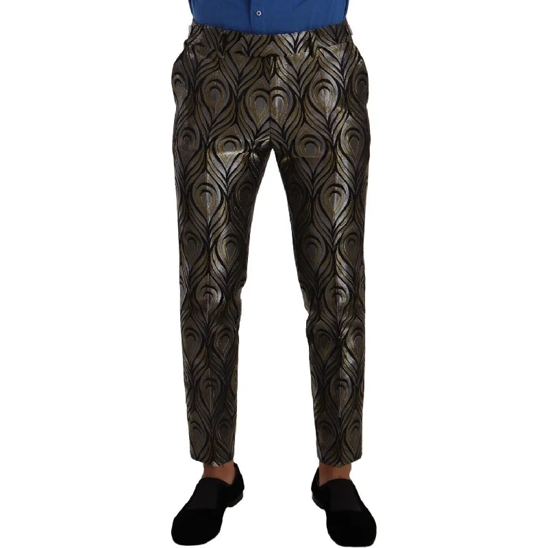 Dolce & Gabbana Elegant Slim Fit Metallic Dress Trousers Cropped Trousers Casual Linen
