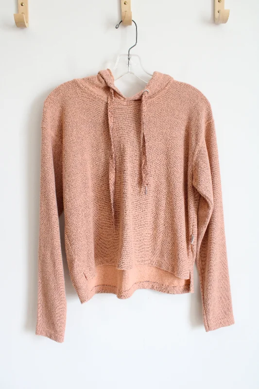 Southern Spirit Peach Orange Sweater Hoodie | S Striped Floral Plaid