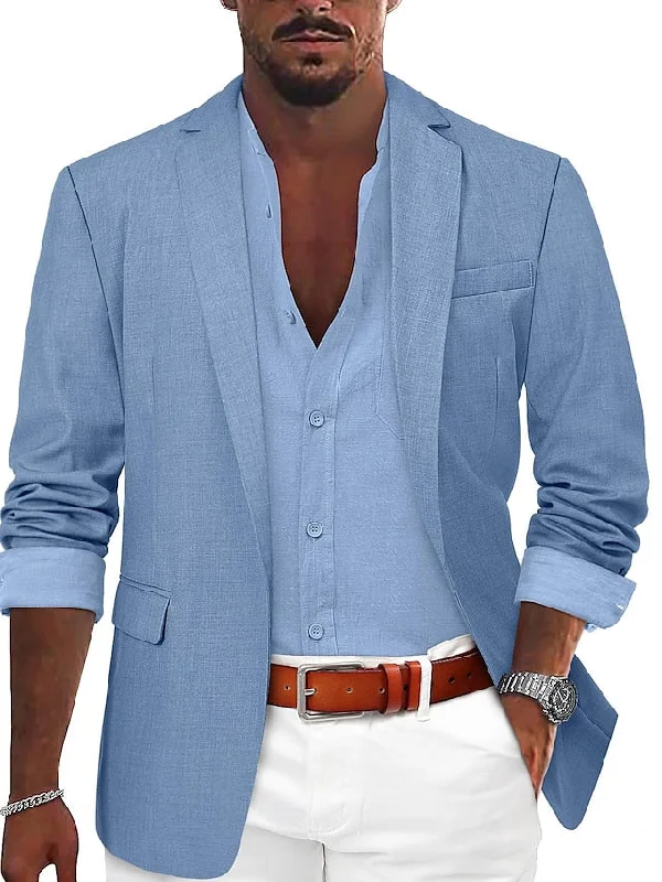 Men's Tailored Fit Single Breasted One-button Casual Jacket Front Pockets Side Pockets Patch Pockets Men's Tailored Fit Single Breasted One-button Casual Jacket Front Pockets Side Pockets Patch Pockets