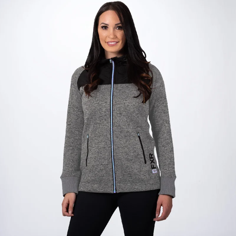 Women's Fusion Sweater Hoodie Welt Pockets Slit Pockets Flap Pockets