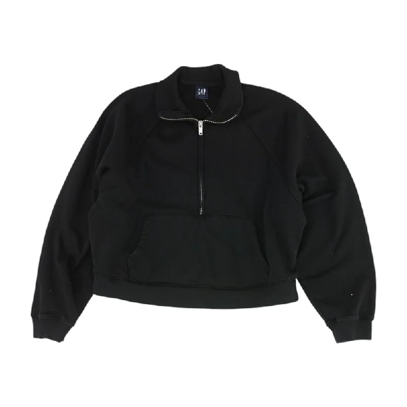 Black Solid 1/4 Zip Pullover V-Neck Stylish Pullover