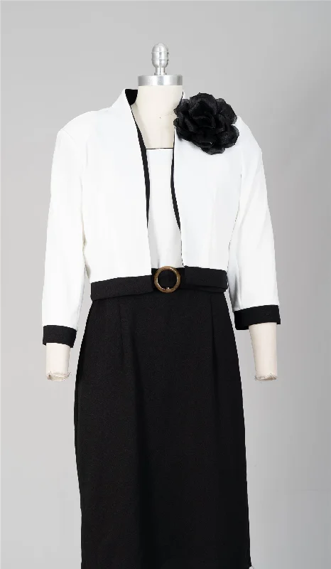 Allen Kay MSCD2620 2pc 2tone Dress w/ Jacket Cardigan Sweater Pullover