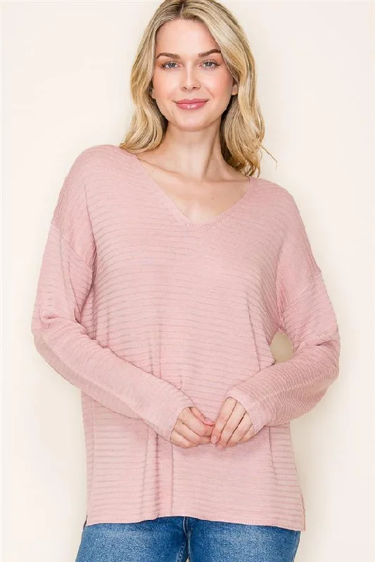 Working Remotely V-Neck Pullover Sweater- 2 Colors! Cable Knit Chunky