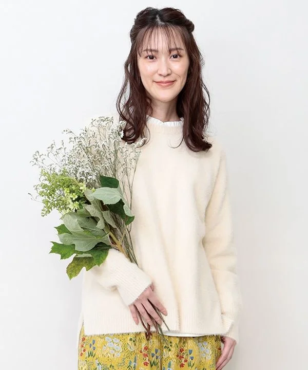 Shaggy yarn knit pullover 24W085 Faux Fur Trim