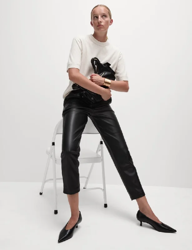 Leather Look Tapered Ankle Grazer Trousers Trousers Ceremony Elegant
