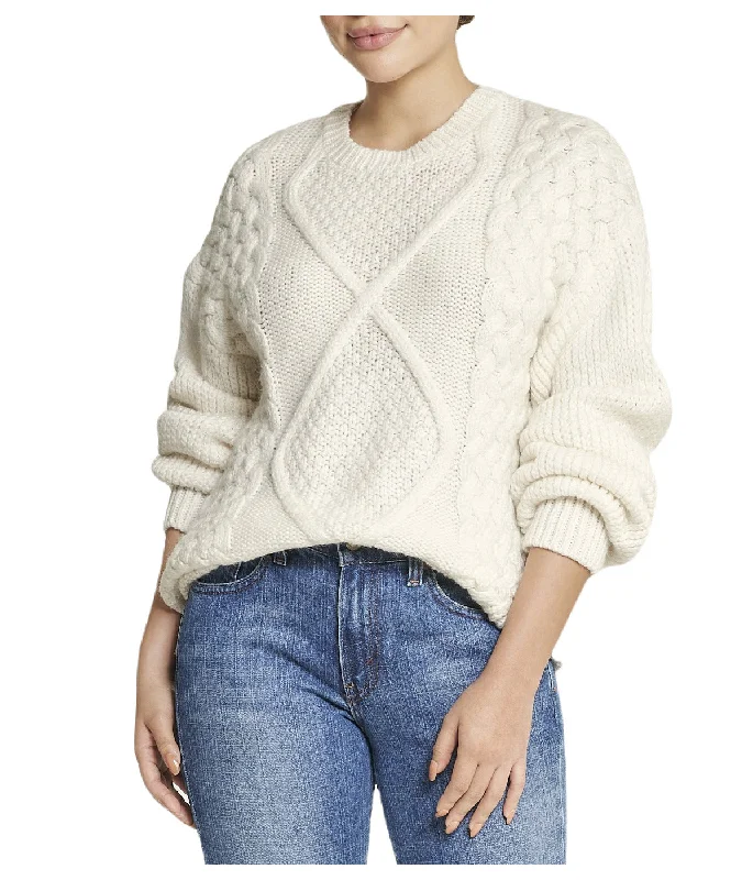 Cable Knit Cropped Pullover Sweater Solo Sleeve Pullover