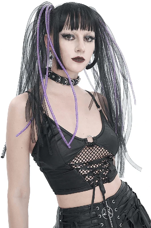 Sexy Grunge Camis with Lace-up and Net Front / Women's Crop Top with Adjustable Shoulder Straps Modern Contemporary Chic Sexy Grunge Camis with Lace-up and Net Front / Women's Crop Top with Adjustable Shoulder Straps Modern Contemporary Chic