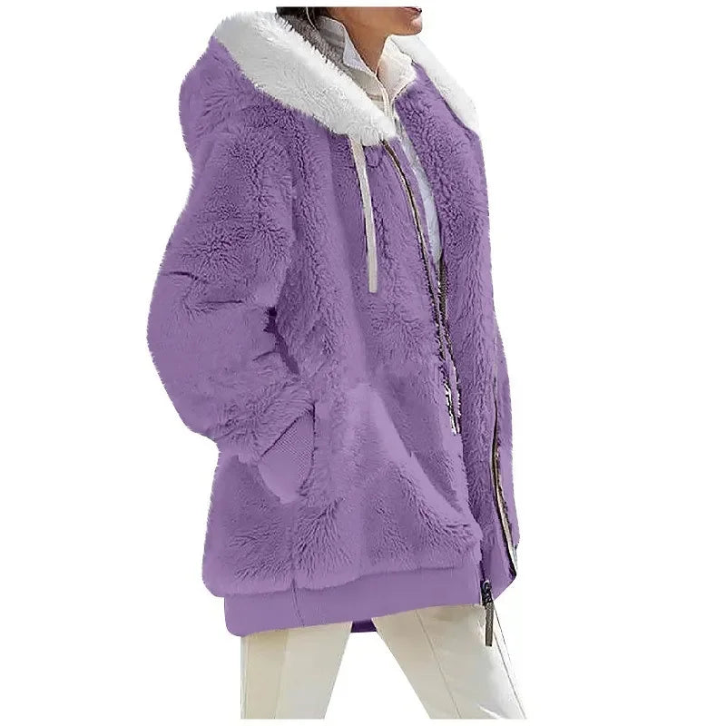Autumn Winter Fashion Women's Coat New Casual Hooded Zipper Lady Clothes Cashmere Female Fleece Jacket Solid Color Ladies Coats Faux Fur Jacket Real Fur Jacket Shearling Jacket Autumn Winter Fashion Women's Coat New Casual Hooded Zipper Lady Clothes Cashmere Female Fleece Jacket Solid Color Ladies Coats Faux Fur Jacket Real Fur Jacket Shearling Jacket