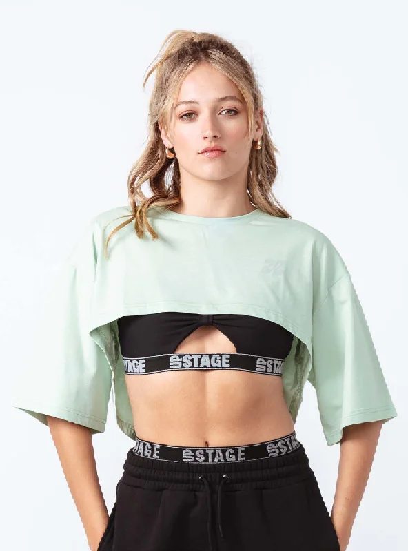 Women's Improv Crop Top Mint Print Jacquard Patchwork
