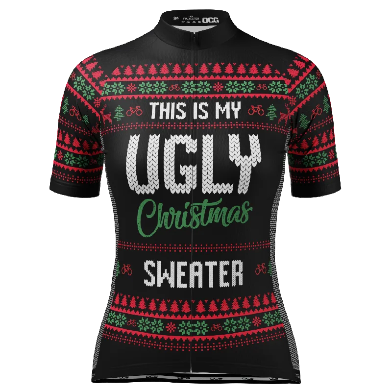 Women's This is my Ugly Christmas Sweater Short Sleeve Cycling Jersey Jersey Fabric Tulle Fabric Batik Fabric Women's This is my Ugly Christmas Sweater Short Sleeve Cycling Jersey Jersey Fabric Tulle Fabric Batik Fabric