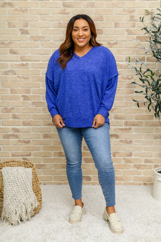 Brushed Soft Sweater In Blue Soft Cozy Warm