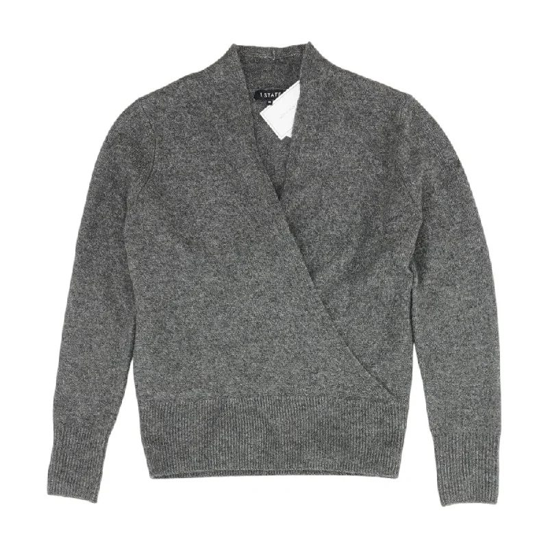 Gray Solid Pullover Sweater Honey Neck Pullover