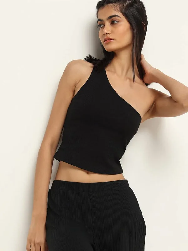 Superstar Black Cotton Crop Top Anti-Pilling Machine Wash Handmade