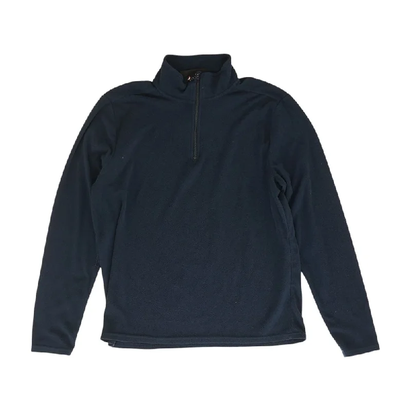 Navy Solid 1/4 Zip Pullover High Neck Pullover
