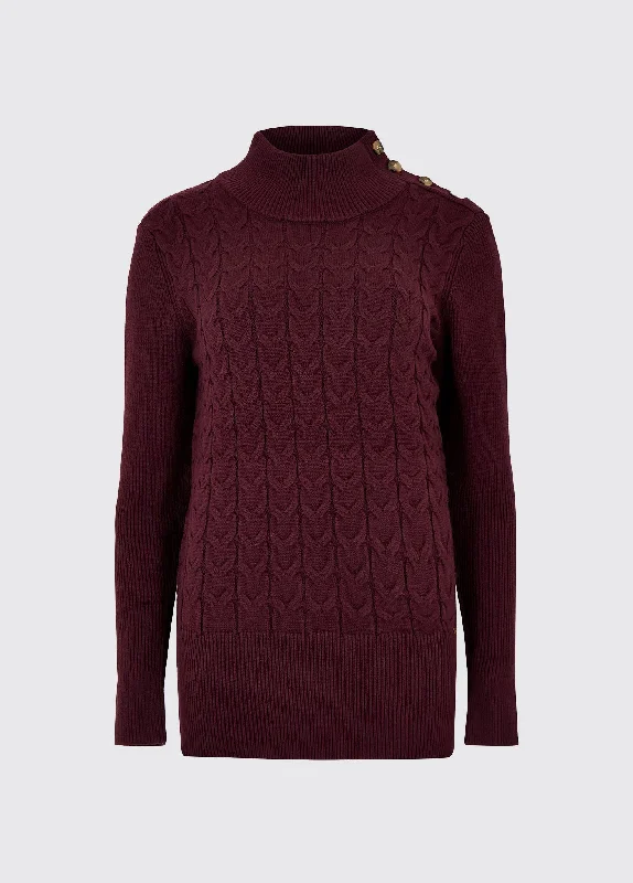 Claremont Women’s Sweater - Ox Blood Solid Print Embellished