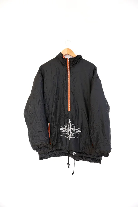 Ten Club Black Vintage Ski Jacket A-Line Jacket Boat Neck Shawl Collar