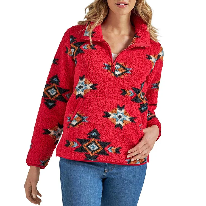 Wrangler Women's Retro 1/4 Zip Sherpa Pullover Solo Sleeve Pullover