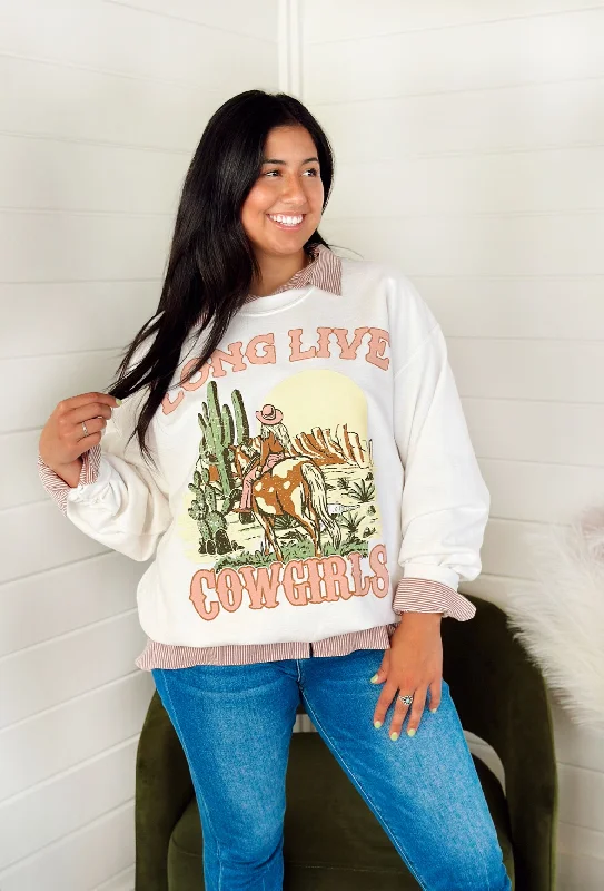 Long Live Cowgirls Pullover Lapel Neck Sweater