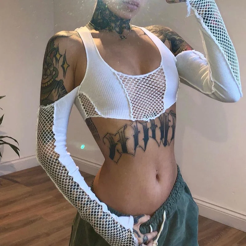 Long Sleeve Crop Top Sequined Glittery Shiny