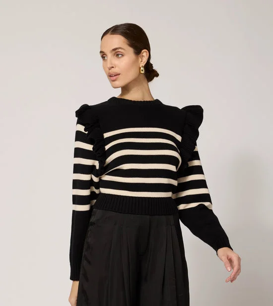 Blair Sweater - Black/Ivory Chenille Brocade Lace