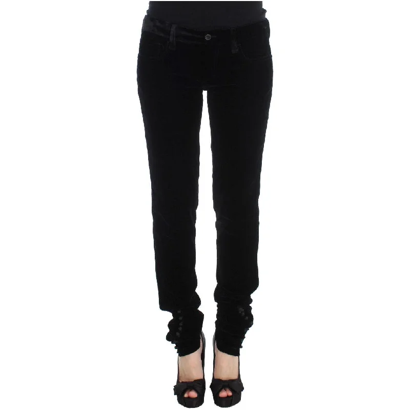 Ermanno Scervino Elegant Black Slim Fit Trousers Trousers Solid Black