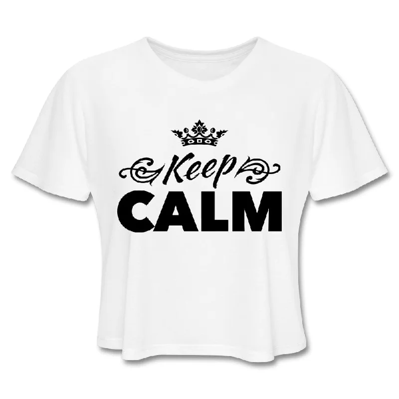 Original Keep Calm Crop Top Mesh Blend Leather Blend Suede Blend