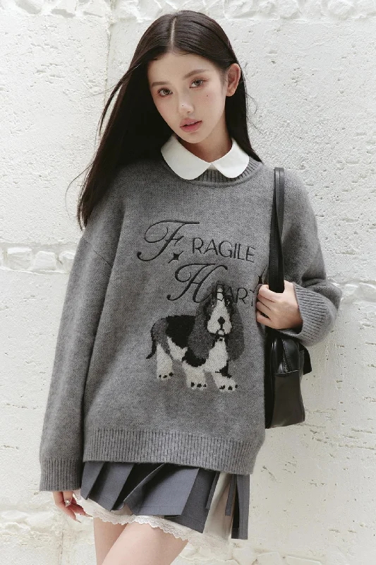 Fragile Heart Puppy Sweater Terry Blend Velvet Blend Canvas Blend