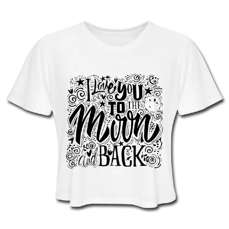 I Love You To The Moon And Back Crop Top Mesh Blend Leather Blend Suede Blend