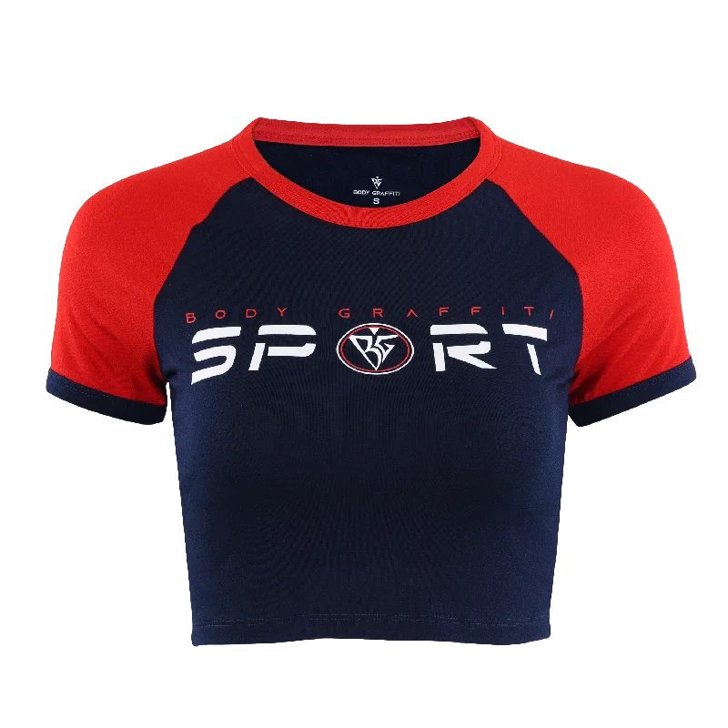 Body Graffiti SPORT 23 GOAT Slim Fit Women's Raglan Crop Top Terry Blend Velvet Blend Canvas Blend Body Graffiti SPORT 23 GOAT Slim Fit Women's Raglan Crop Top Terry Blend Velvet Blend Canvas Blend