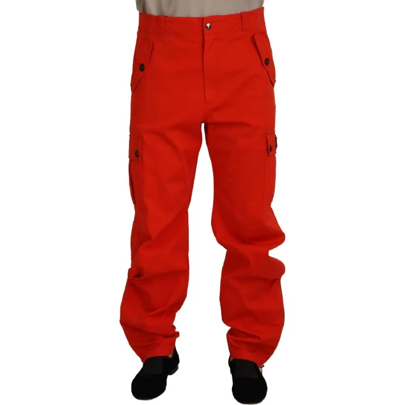 Dolce & Gabbana Elegant Red Cotton Blend Trousers Trousers Office Stylish
