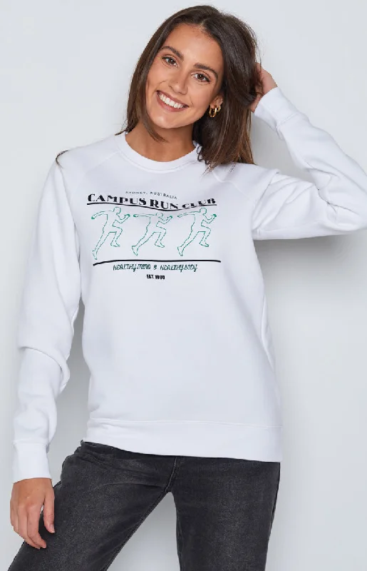 BB Run Club White Sweater Ribbed Striped Patterned