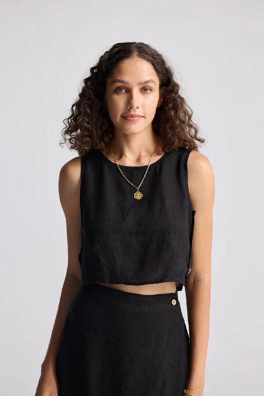 Reistor Boxy Crop Top Spandex Blend Rayon Blend Denim Blend