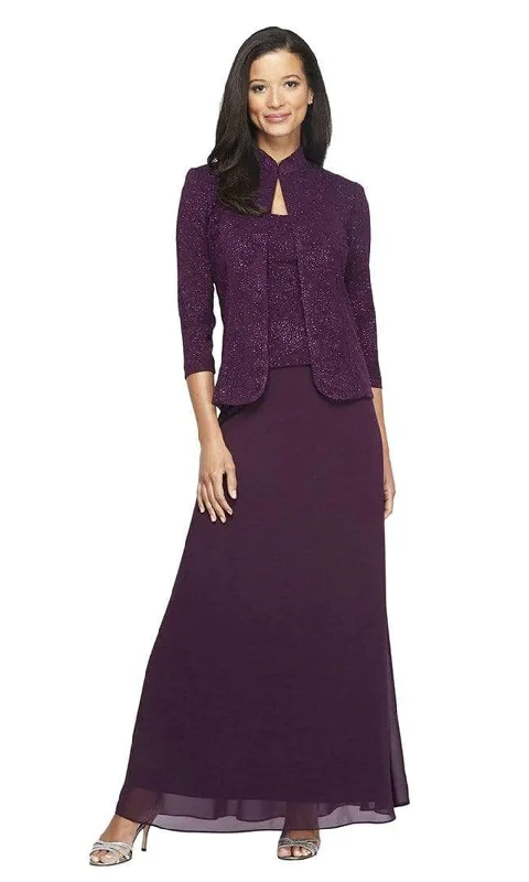 Alex Evenings - 425053 Glittered Sleeveless Formal Dress with Jacket Striped Jacket Polka Dot Jacket Floral Jacket Alex Evenings - 425053 Glittered Sleeveless Formal Dress with Jacket Striped Jacket Polka Dot Jacket Floral Jacket