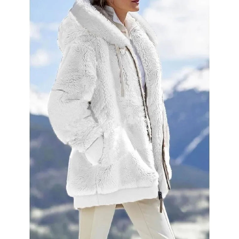 Winter Women Jackets Plush Casual Oversize Fleece Plaid Y2K Hooded Zipper Fashion Cashmere Warm Solid Color Ladies Coats Fleece Jacket Down Jacket Feather Jacket Winter Women Jackets Plush Casual Oversize Fleece Plaid Y2K Hooded Zipper Fashion Cashmere Warm Solid Color Ladies Coats Fleece Jacket Down Jacket Feather Jacket