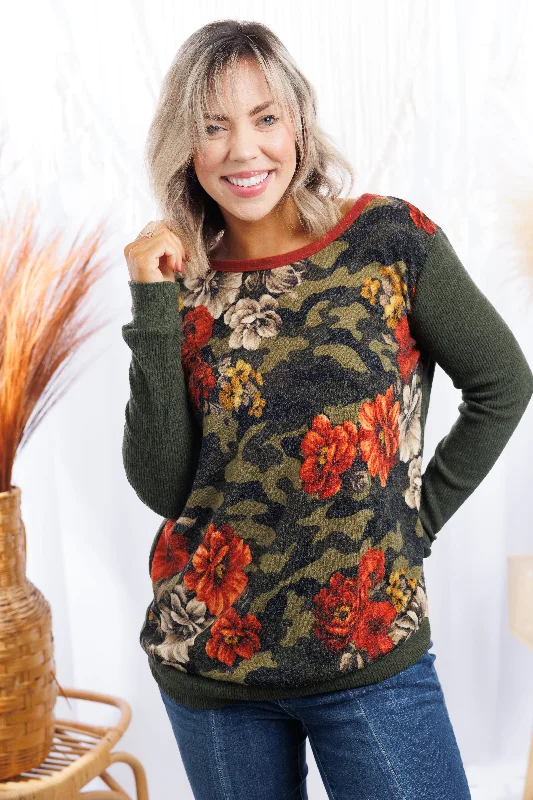 Beauty in Camo - Pullover Chenille Soft Sweater