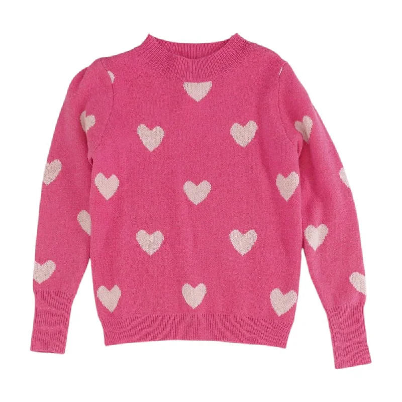 Pink Hearts Pullover Sweater dolman Sleeve Top