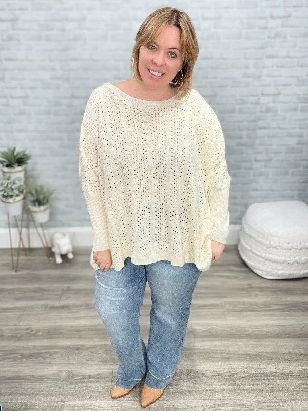 Seeing Patterns Loose Fit Knit Sweater In Cream Mesh Fabric Canvas Fabric Denim Fabric Seeing Patterns Loose Fit Knit Sweater In Cream Mesh Fabric Canvas Fabric Denim Fabric