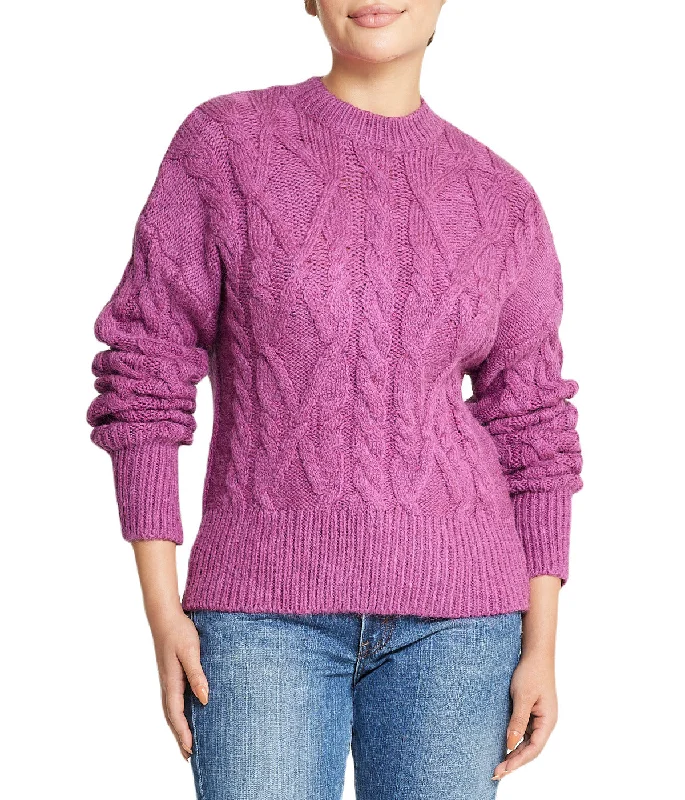 Cable Knit Pullover Tight Sleeve Top