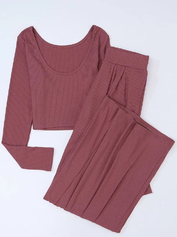 Women's Knitted Crop Top and Wide-Leg Pant Ensemble Faux Fur Fabric Real Fur Fabric Shearling Fabric Women's Knitted Crop Top and Wide-Leg Pant Ensemble Faux Fur Fabric Real Fur Fabric Shearling Fabric