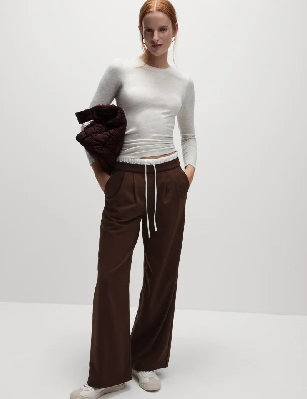 Drawstring Wide Leg Trousers Trousers chic elegant