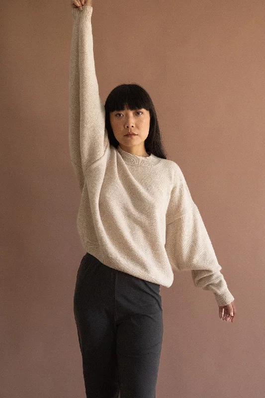 Gaudia sweater batwing sleeve merino wool beige Fitted Loose Oversized