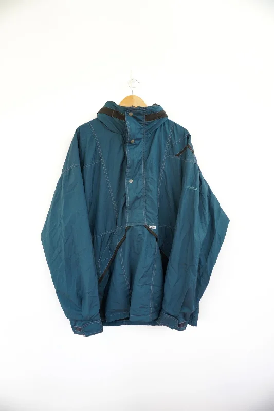 Vaude Green Vintage Ski Jacket Knit Fabric Woven Fabric Fleece Fabric