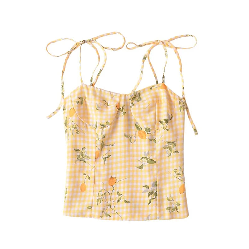 LIZAKOSHT - New Women French Style Floral Print Chiffon Camis Sexy Sleeveless Female Holiday Summer Chic Crop Top Solid Color Striped Floral LIZAKOSHT - New Women French Style Floral Print Chiffon Camis Sexy Sleeveless Female Holiday Summer Chic Crop Top Solid Color Striped Floral