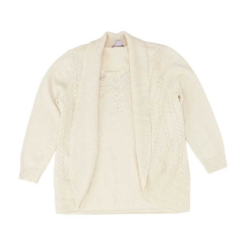 Beige Solid Pullover Sweater Boat Neck Sweater