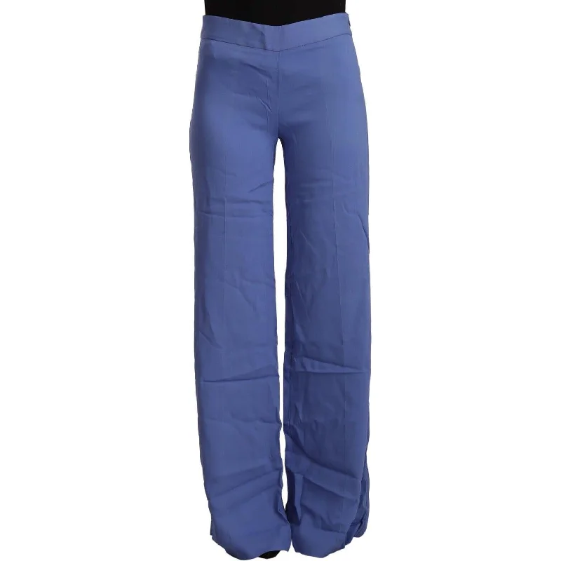 P.A.R.O.S.H. Chic Wide-Leg High Waist Blue Trousers Trousers practical easy-care