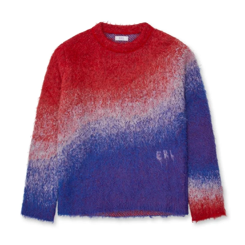 Degrade Sweater (Blue/Red/White) Print Jacquard Patchwork