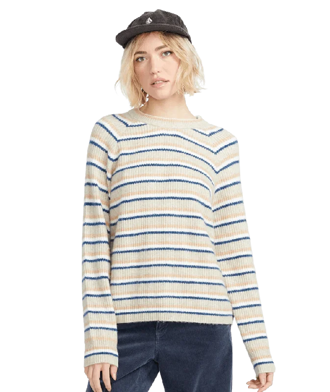 VOLCOM Women's Girl Guide Sweater Sand Boxy Sweater Fitted Sweater A-Line