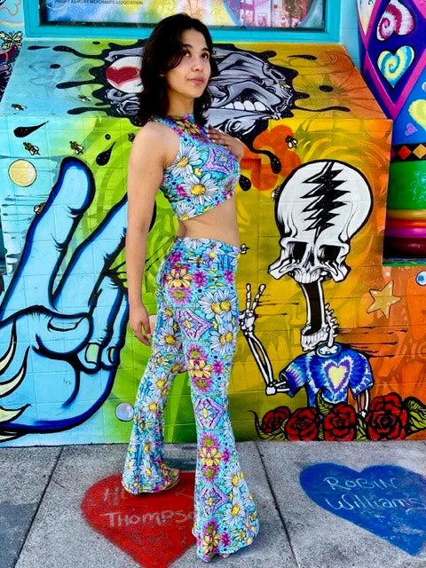 Ellie Paisley Velvet Crop Top #4 Rayon Velvet Corduroy