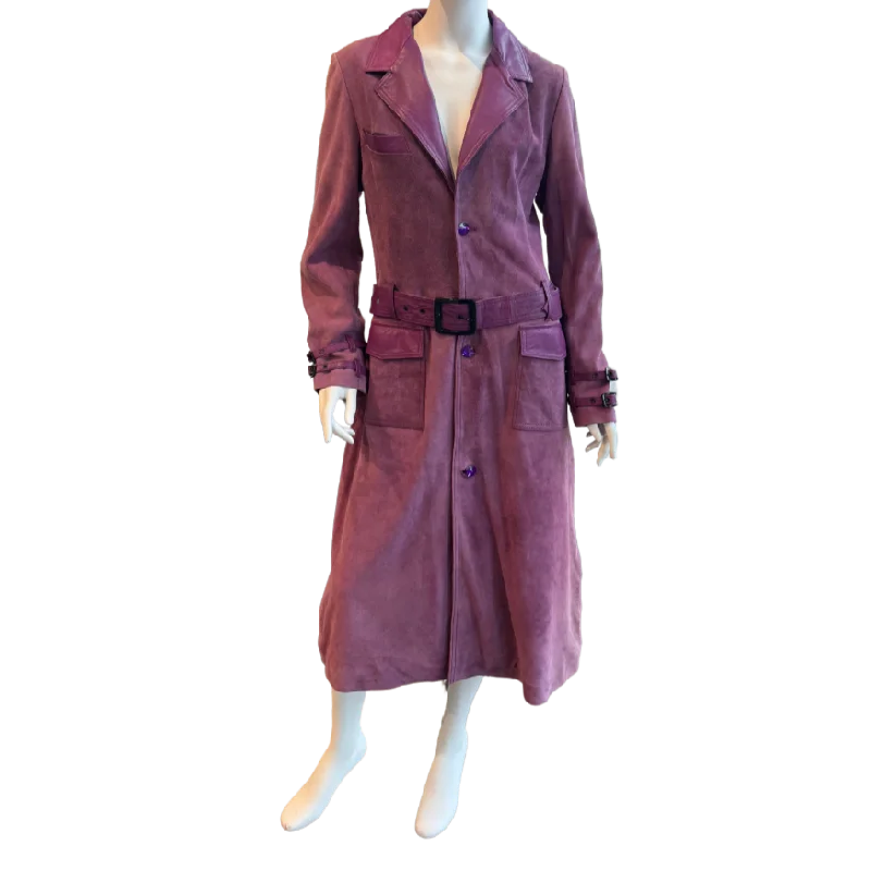 Purple Suede Jacket w/Gems A-Line Jacket Boat Neck Shawl Collar